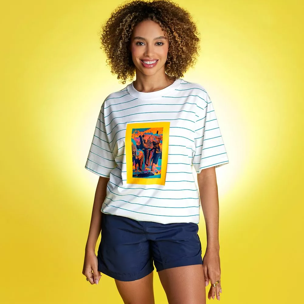 National Geographic Elephants Striped T-Shirt For Adults 4 National Geographic Elephants Striped T-Shirt For Adults - Image 2